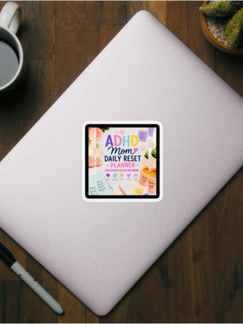 🌈✨ ADHD Mom Daily Reset Tshirt & Other ADHD Products ✨🧠💖 Sticker